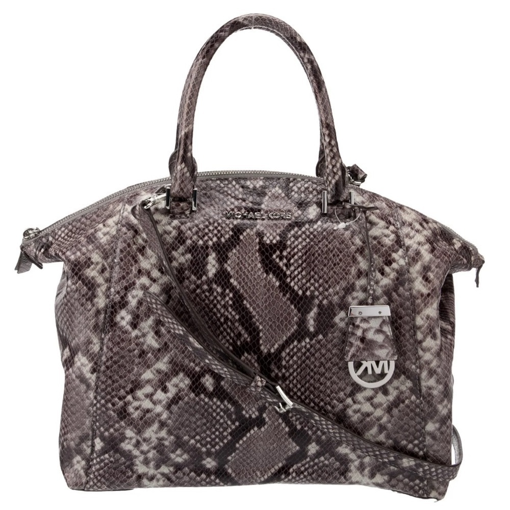 Michael Kors Riley Python Embossed Leather Satchel Shoulder Bag Tote